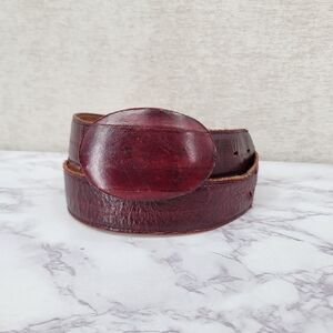 Herencia Vintage Men's Burgundy Eel Skin Leather Belt Exotic